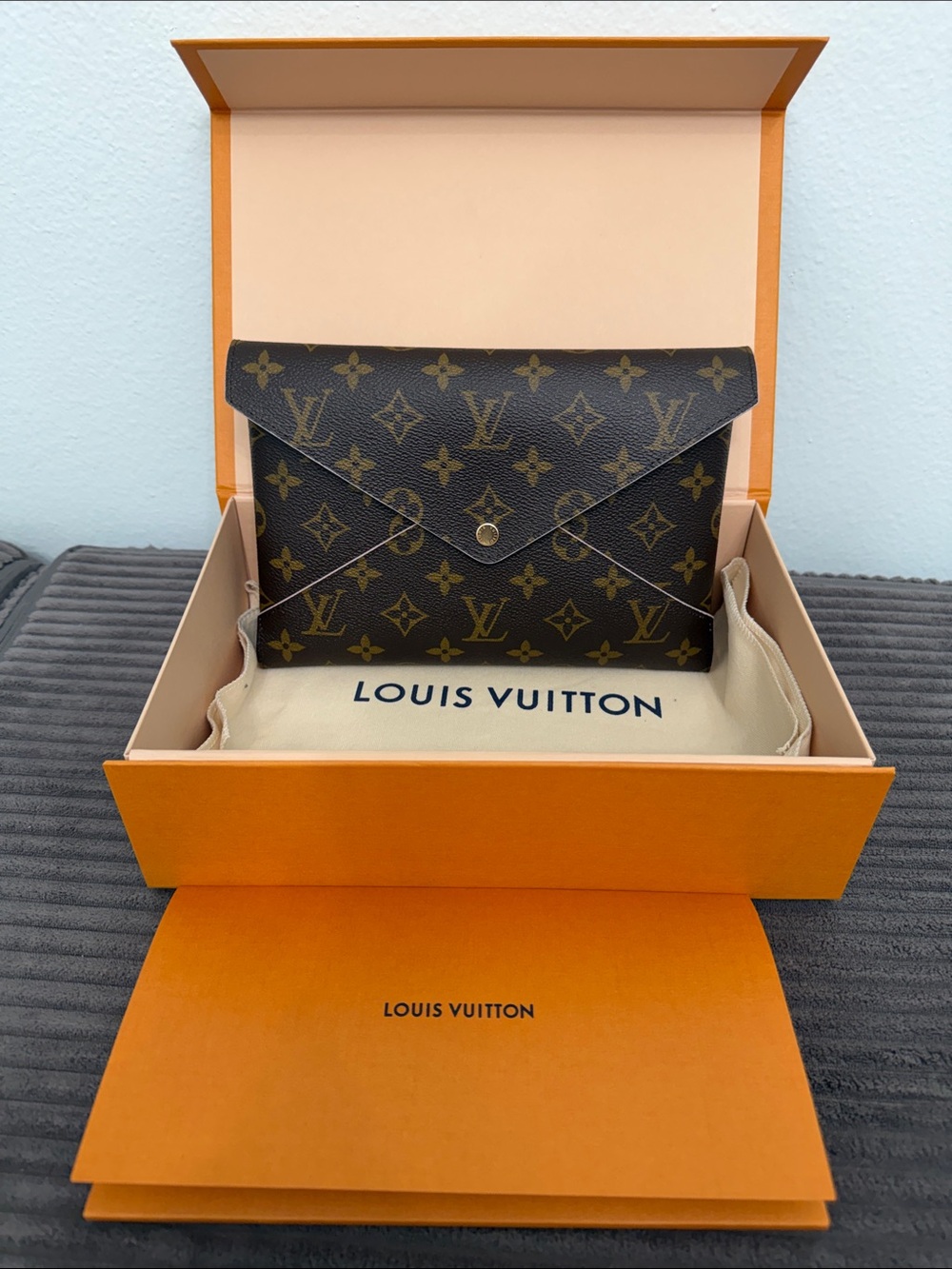 Louis Vuitton Monogram Pochette Kirigami Envelope Clutch - Brown & Gold Accents